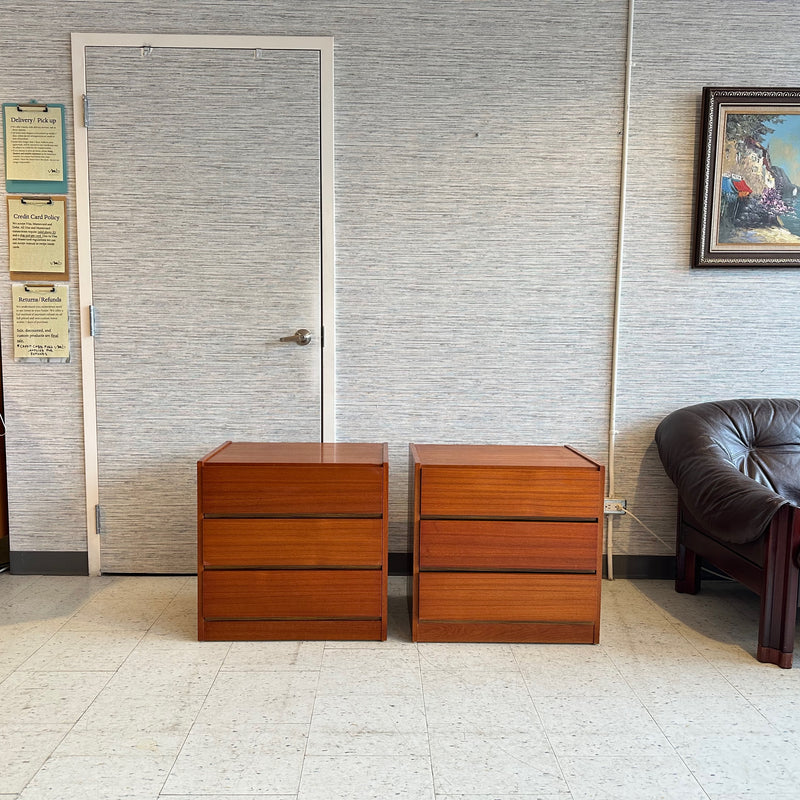 Mid-Century Modern Teak 3 Drawer Bedside Chests