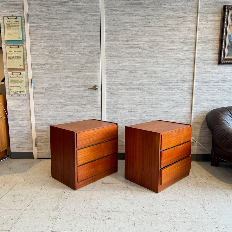 Mid-Century Modern Teak 3 Drawer Bedside Chests