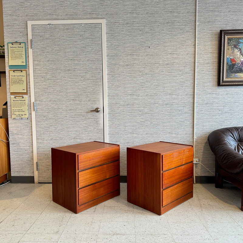 Mid-Century Modern Teak 3 Drawer Bedside Chests