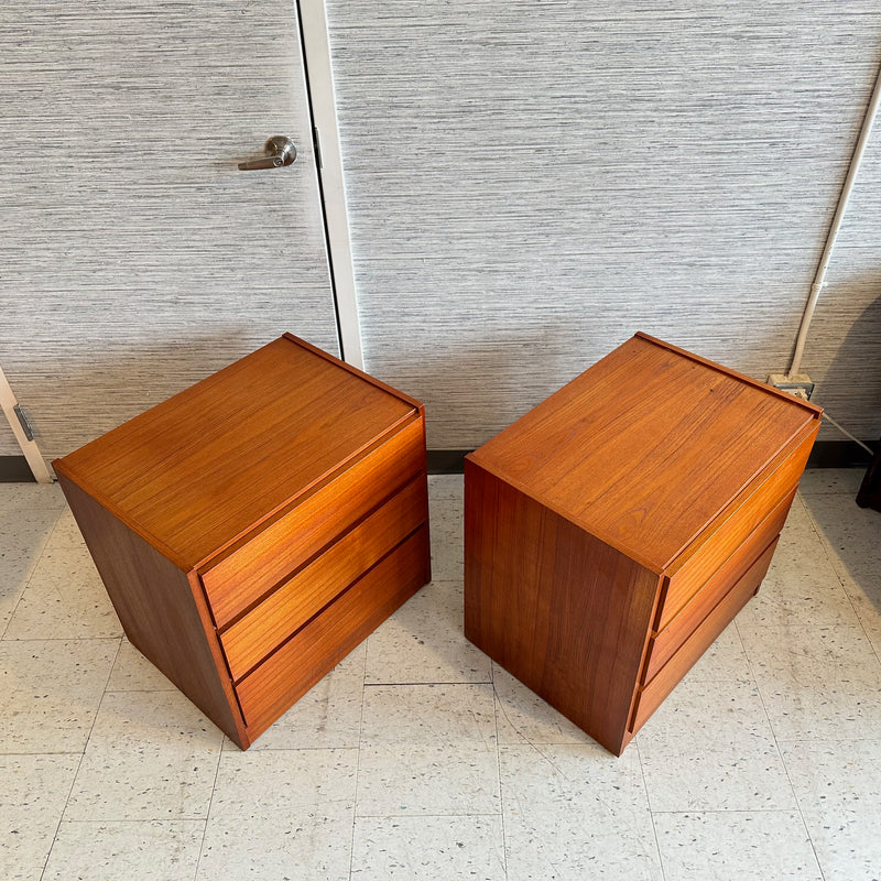 Mid-Century Modern Teak 3 Drawer Bedside Chests