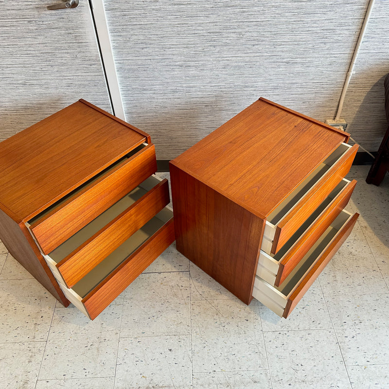 Mid-Century Modern Teak 3 Drawer Bedside Chests