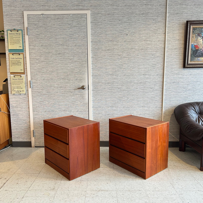 Mid-Century Modern Teak 3 Drawer Bedside Chests