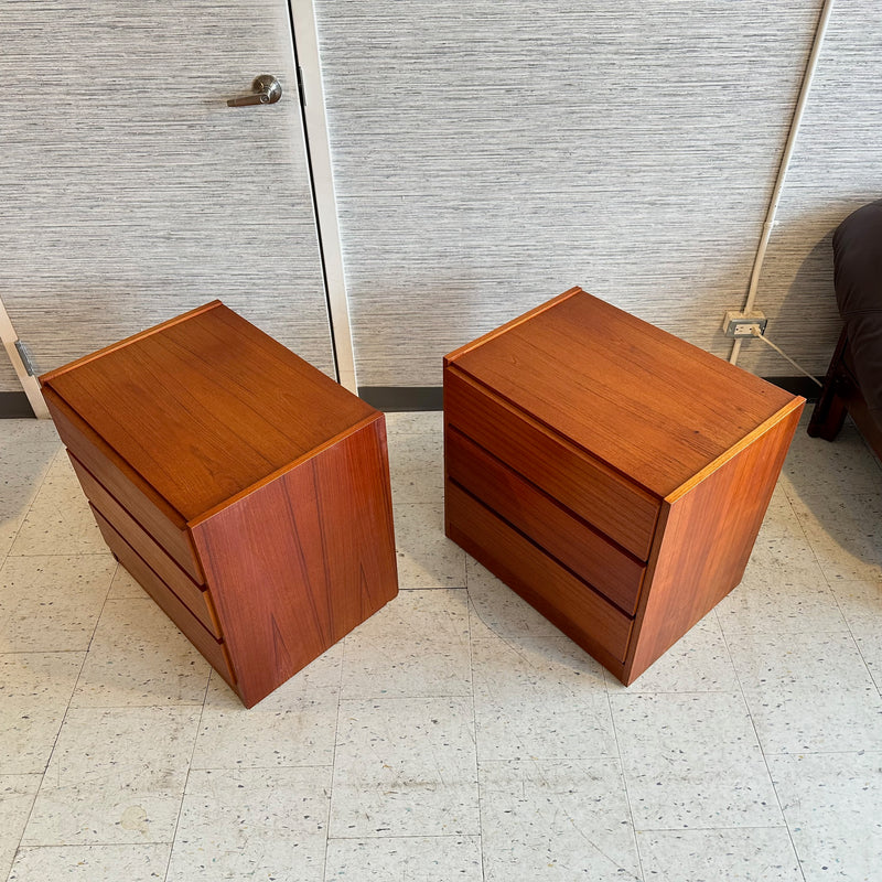 Mid-Century Modern Teak 3 Drawer Bedside Chests