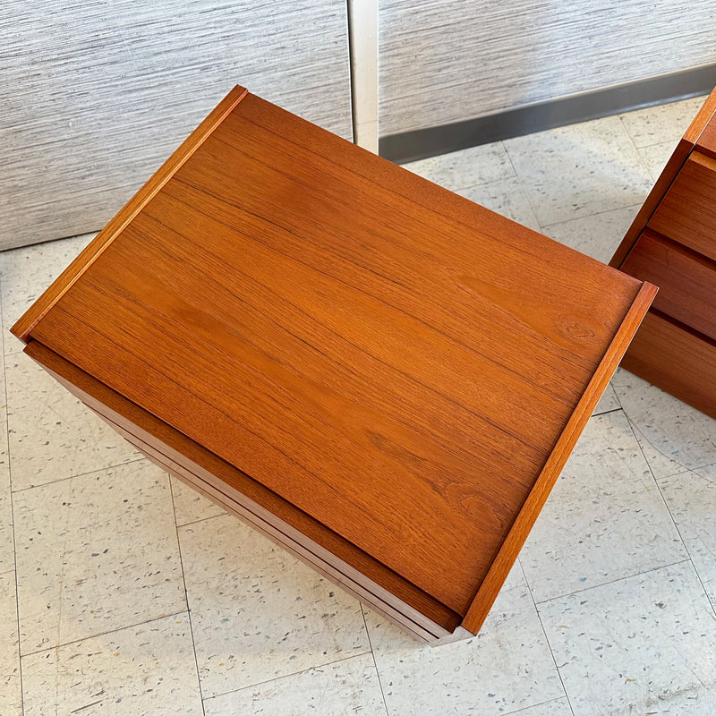 Mid-Century Modern Teak 3 Drawer Bedside Chests