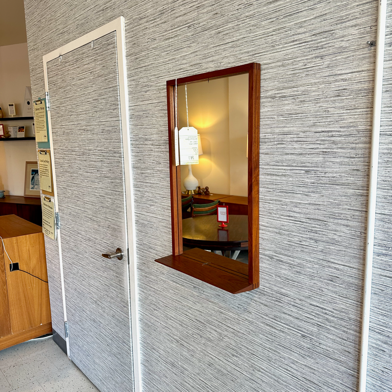 Mid-Century Modern Teak Entry Mirror With Shelf
