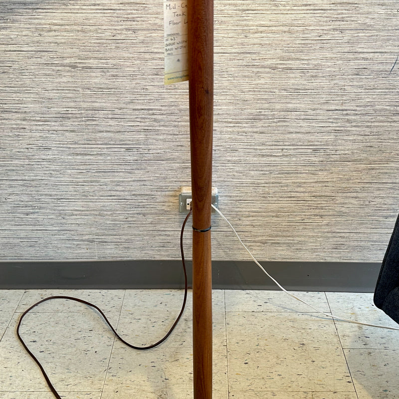 Mid-Century Modern Teak Floor Lamp With Large Cone Shade