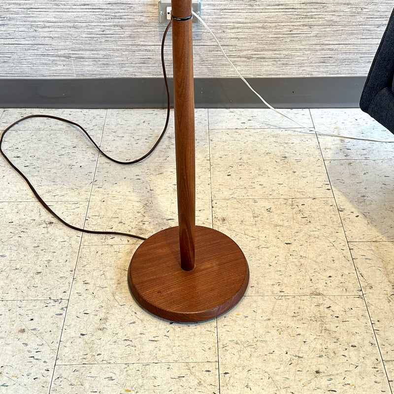 Mid-Century Modern Teak Floor Lamp With Large Cone Shade