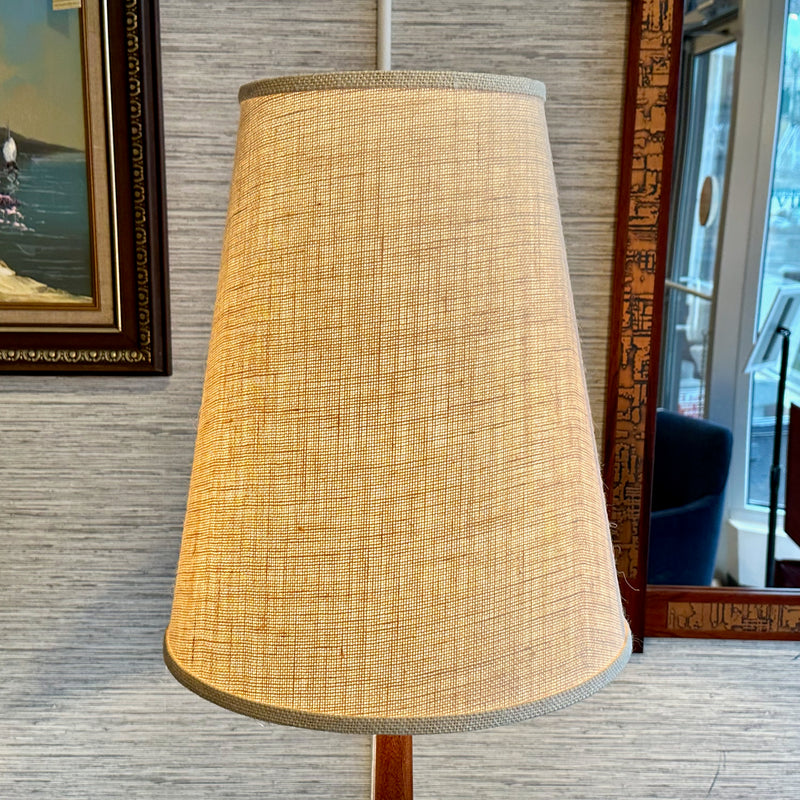 Mid-Century Modern Teak Floor Lamp With Large Cone Shade