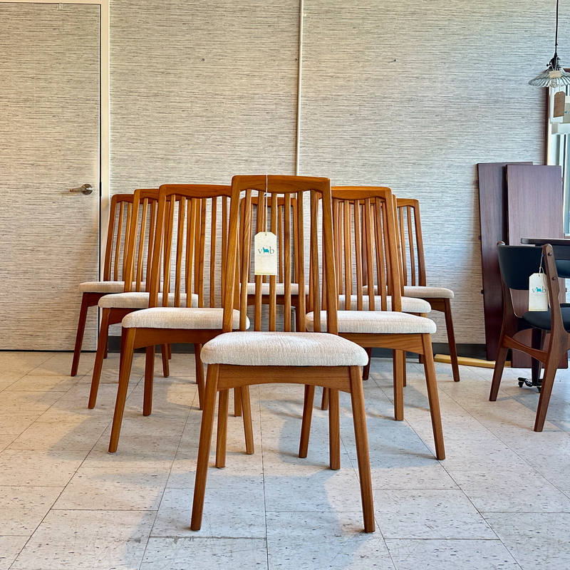 Mid-Century Modern Teak High Back Dining Chairs By Benny Linden