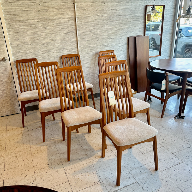 Mid-Century Modern Teak High Back Dining Chairs By Benny Linden