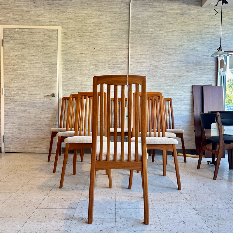 Mid-Century Modern Teak High Back Dining Chairs By Benny Linden