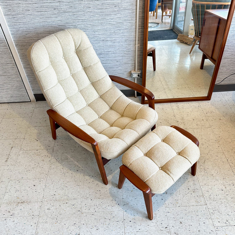 Mid-Century Modern Teak Scoop Armchair With Ottoman By R Huber & Co.