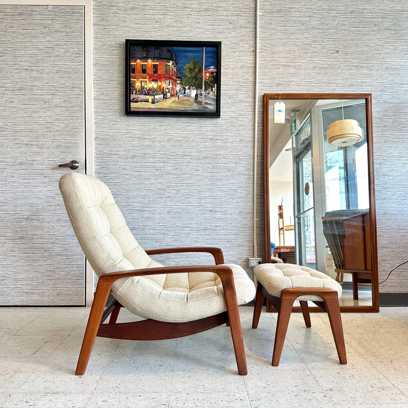 Mid-Century Modern Teak Scoop Armchair With Ottoman By R Huber & Co.
