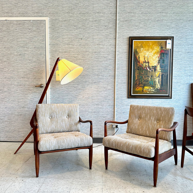 Mid-Century Modern Walnut Lounge Chairs In The Style Of Mel Smilow