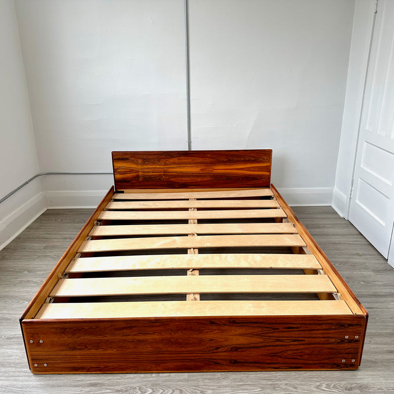 Mid-Century Rosewood Queen Size Bed Frame