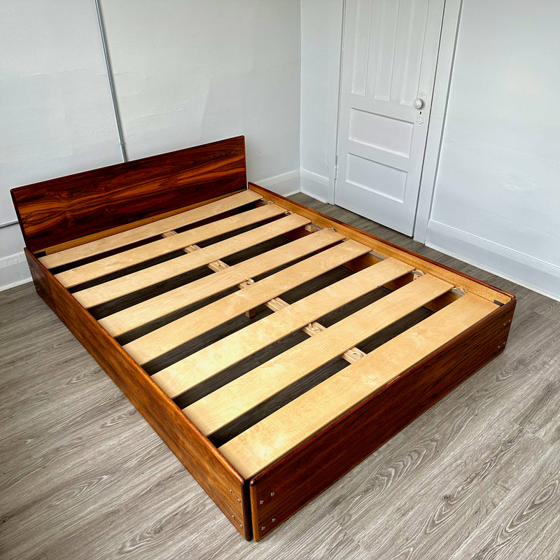 Mid-Century Rosewood Queen Size Bed Frame