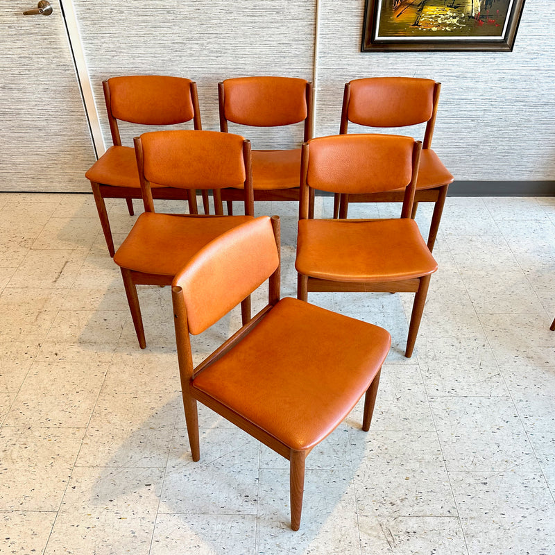 Mid-Century Teak And Leather Dining Chairs By Finn Juhl For France And Son