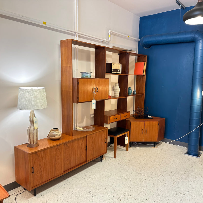 Mid-Century Teak Free Standing Wall Unit With Corner Unit