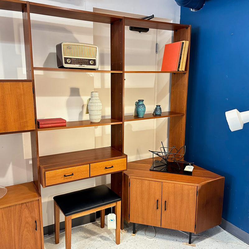 Mid-Century Teak Free Standing Wall Unit With Corner Unit