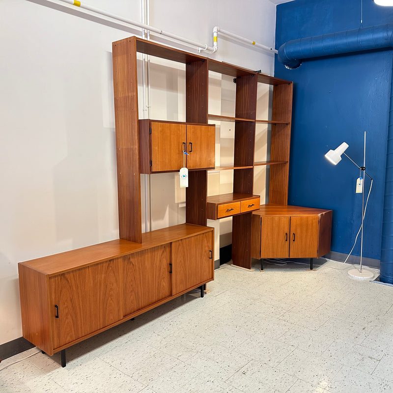 Mid-Century Teak Free Standing Wall Unit With Corner Unit