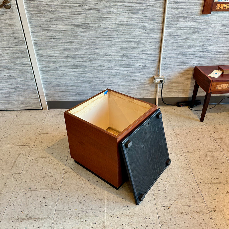 Mid-Century Modern Large Teak Stool With Storage