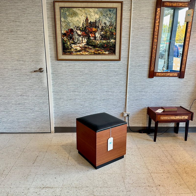 Mid-Century Modern Large Teak Stool With Storage