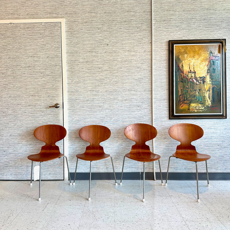 Model 3101 Or "Ant" Danish Modern Teak Chairs By Arne Jacobsen For Fritz Hansen