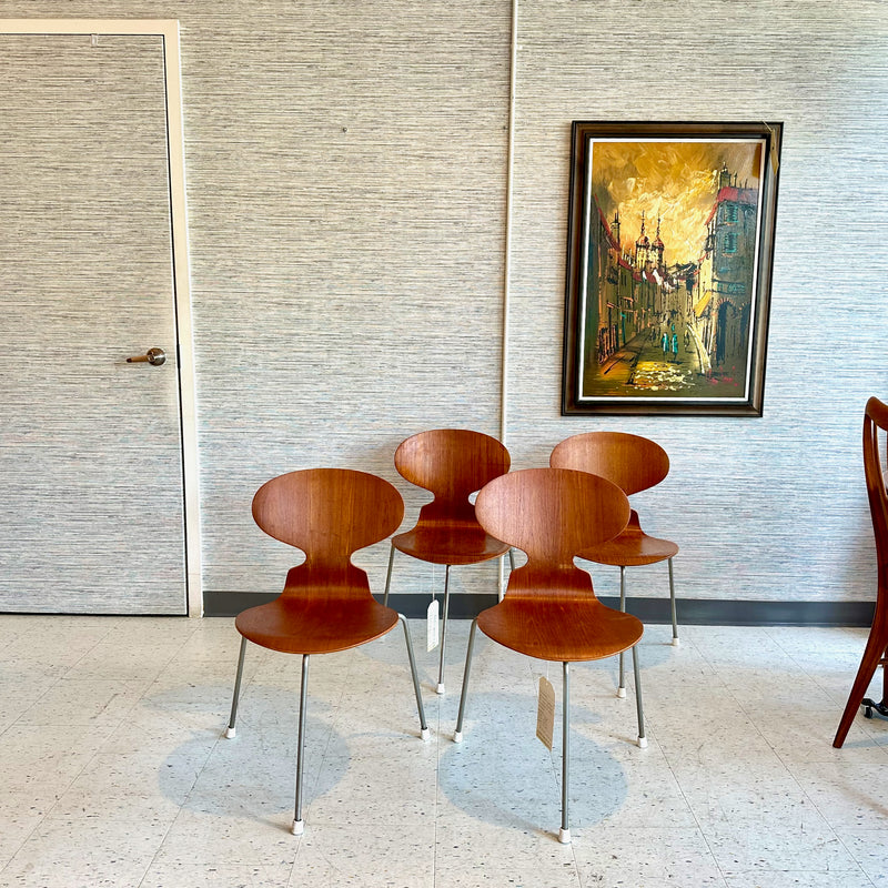 Model 3101 Or "Ant" Danish Modern Teak Chairs By Arne Jacobsen For Fritz Hansen