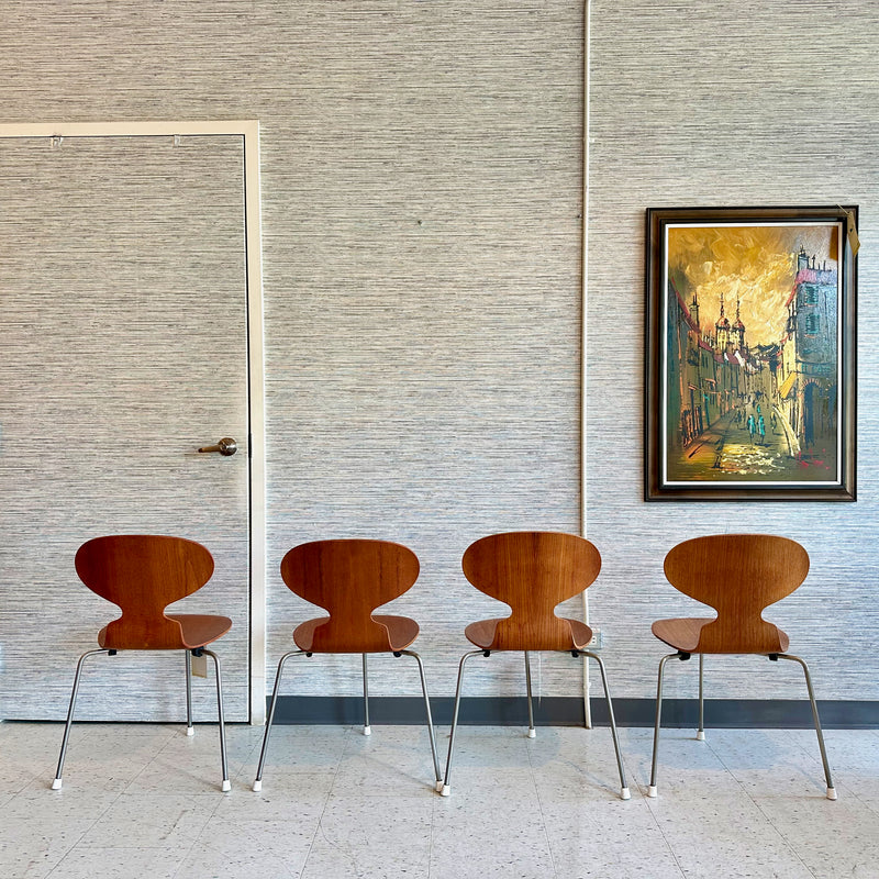 Model 3101 Or "Ant" Danish Modern Teak Chairs By Arne Jacobsen For Fritz Hansen