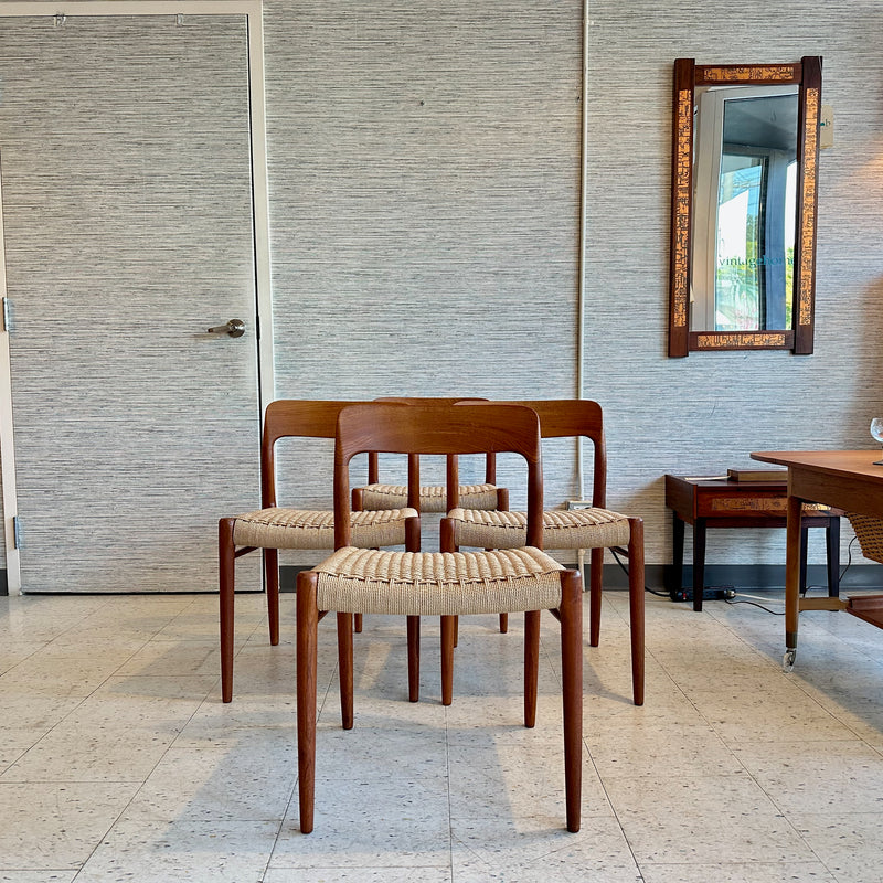 Niels Moller Model 75 Dining Chairs With New Danish Cord