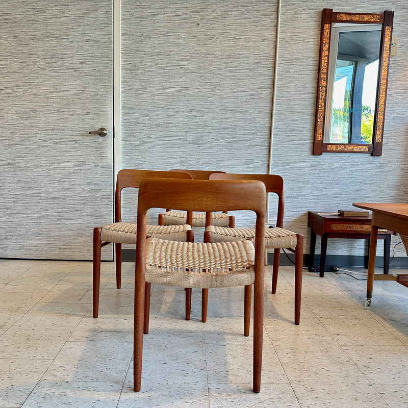 Niels Moller Model 75 Dining Chairs With New Danish Cord