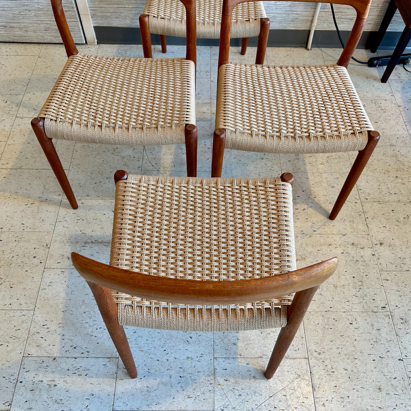 Niels Moller Model 75 Dining Chairs With New Danish Cord