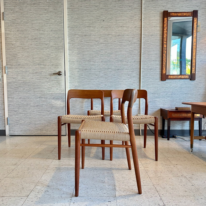 Niels Moller Model 75 Dining Chairs With New Danish Cord