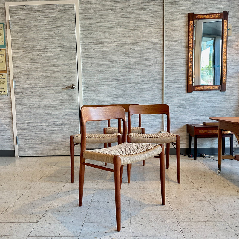 Niels Moller Model 75 Dining Chairs With New Danish Cord