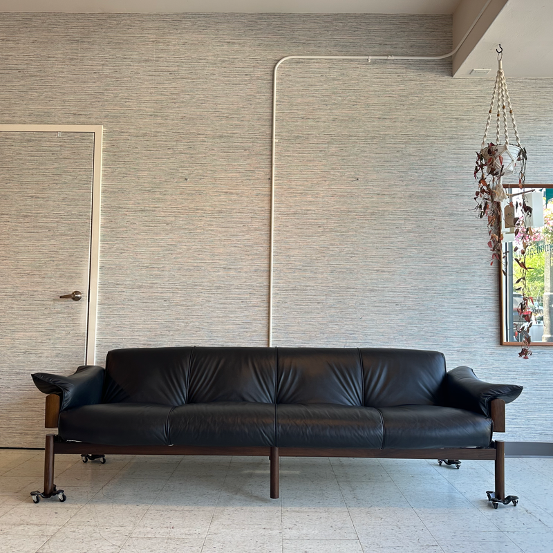 Rosewood And Leather 4 Seater Sofa By Percival Lafer Model MP -13