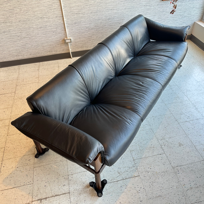 Rosewood And Leather 4 Seater Sofa By Percival Lafer Model MP -13