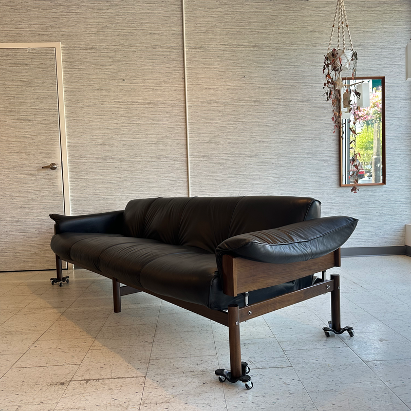 Rosewood And Leather 4 Seater Sofa By Percival Lafer Model MP -13