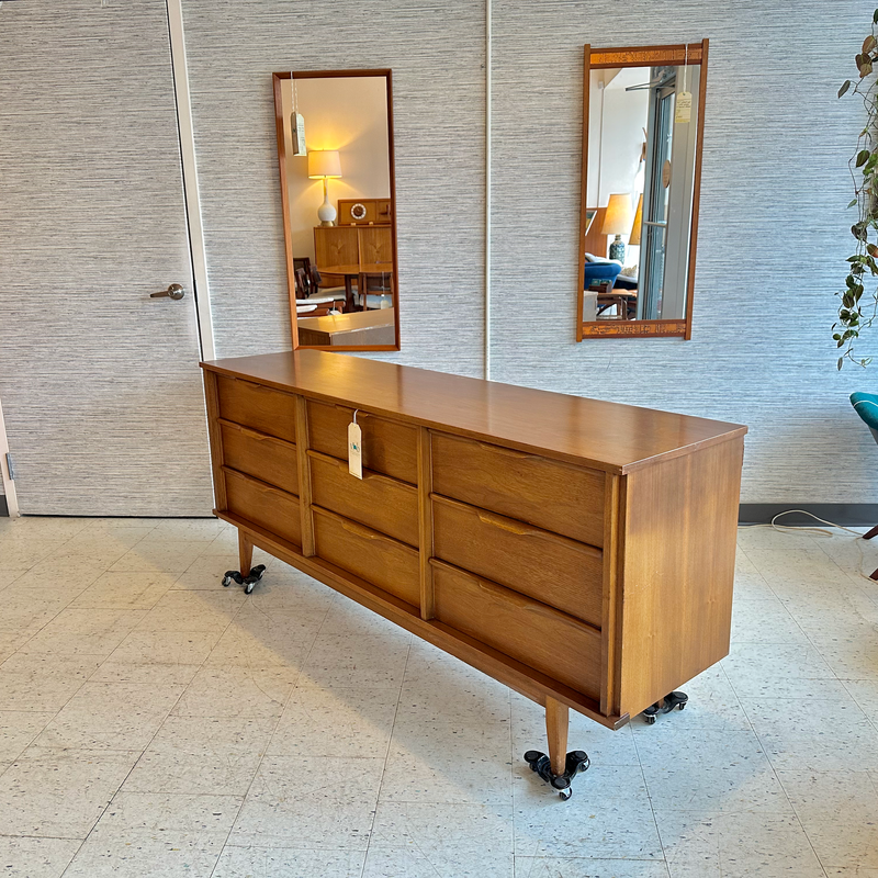 Stunning Canadian Mid-Century Modern Walnut 9 Drawer Dresser