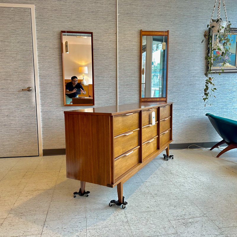 Stunning Canadian Mid-Century Modern Walnut 9 Drawer Dresser