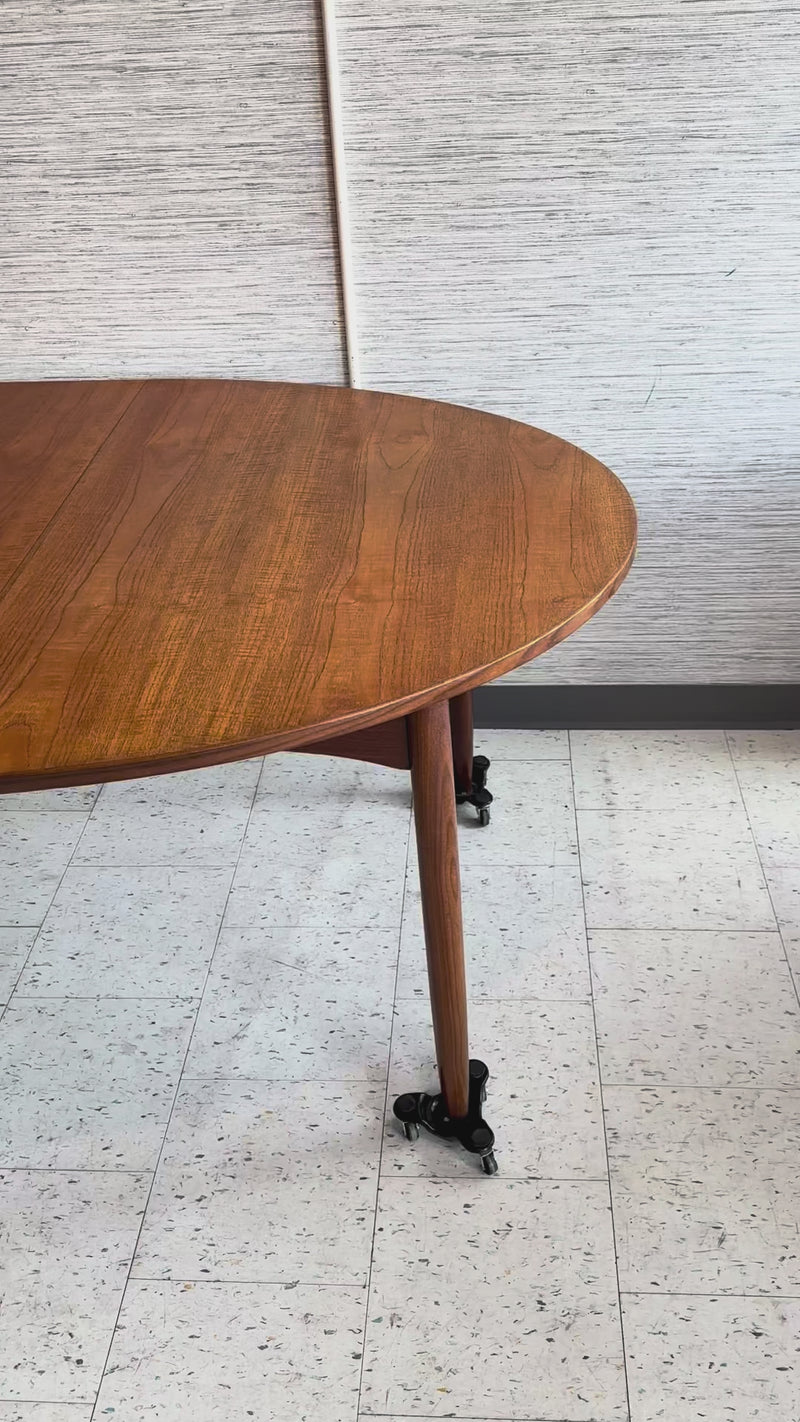 Generous Mid-Century Teak Extending Oval Dining Table By RS Associates
