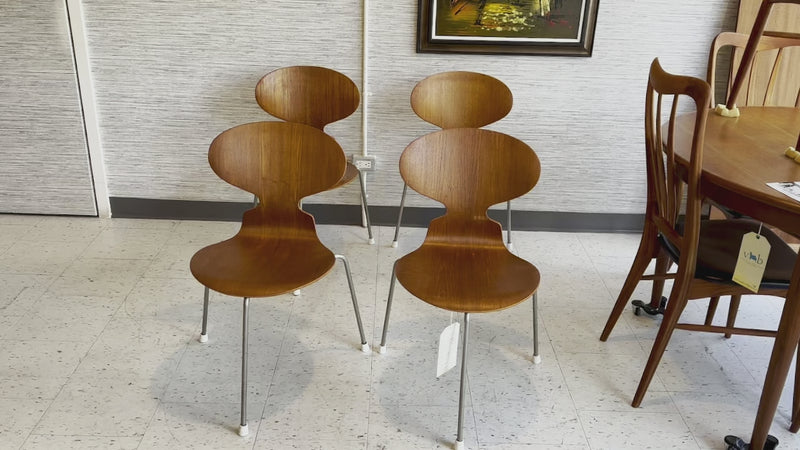 Model 3101 Or "Ant" Danish Modern Teak Chairs By Arne Jacobsen For Fritz Hansen