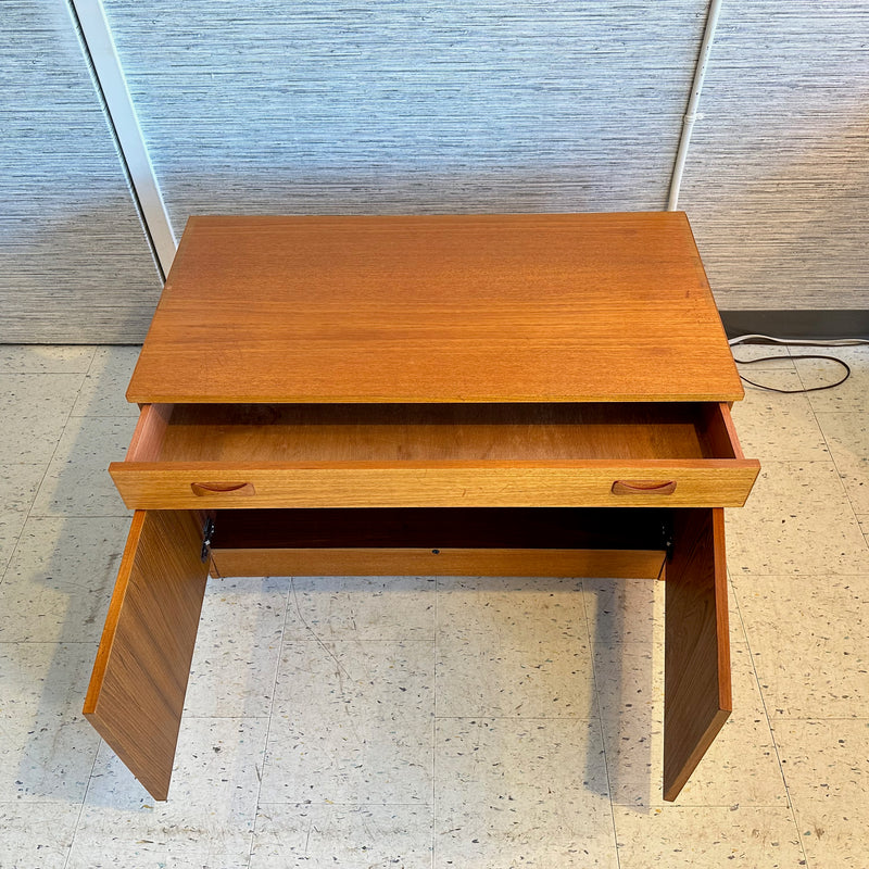 Compact Danish Teak Media Cabinet By Clausen And Son