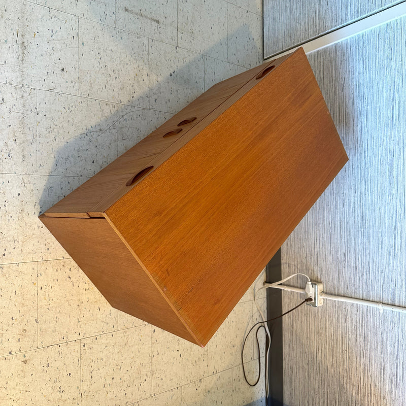 Compact Danish Teak Media Cabinet By Clausen And Son