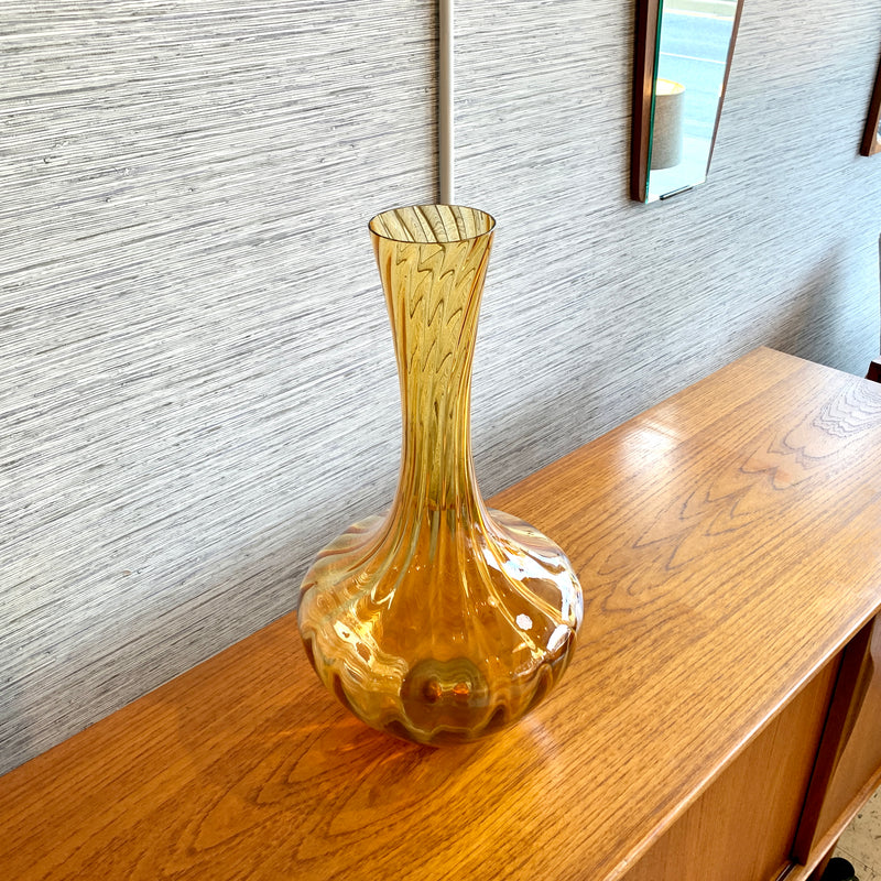 Large Hand Blown Italian Glass Vase By Murano