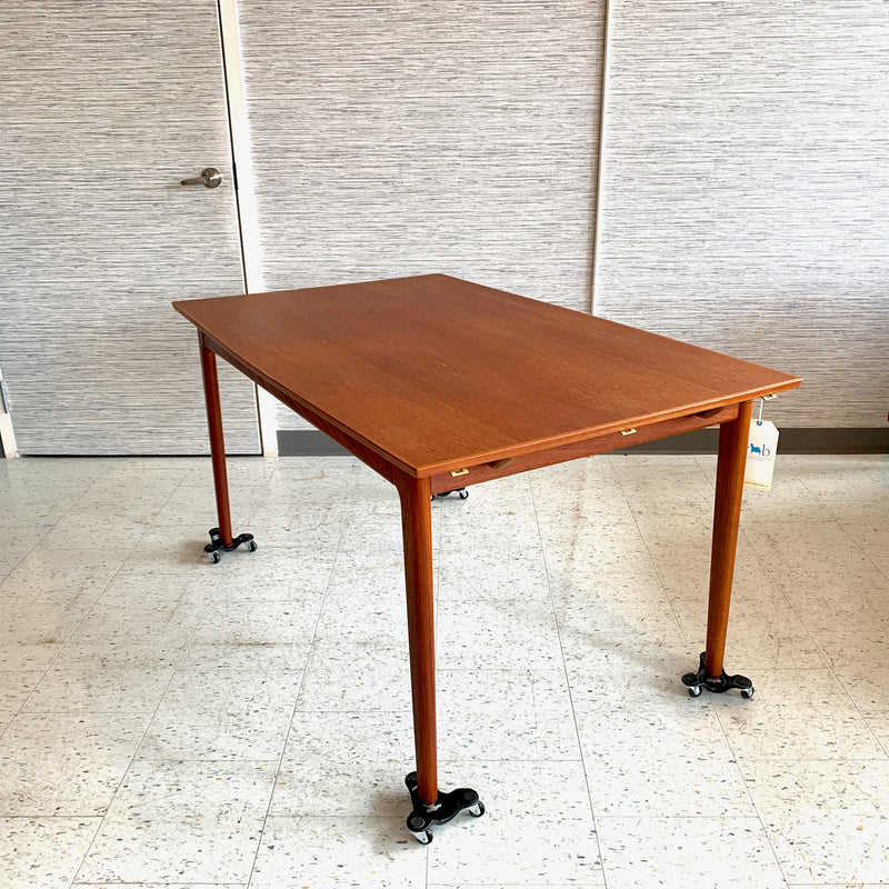 Danish Mid Century Teak Dining Table with Drop Leaves By France & Son