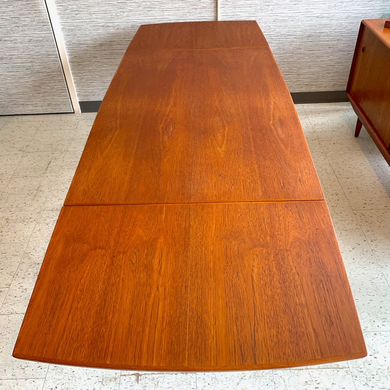 Danish Mid Century Teak Dining Table with Drop Leaves By France & Son