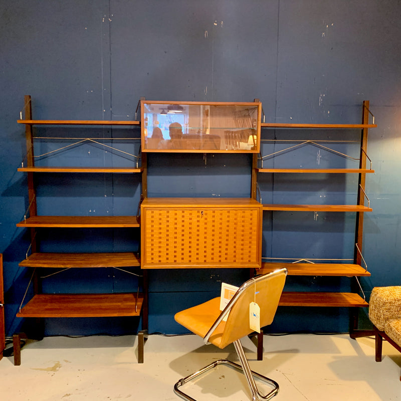 Danish Modern Teak Free Standing Wall Unit Or Room Divider By Poul Cadovius