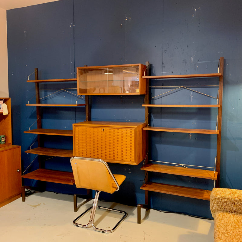 Danish Modern Teak Free Standing Wall Unit Or Room Divider By Poul Cadovius