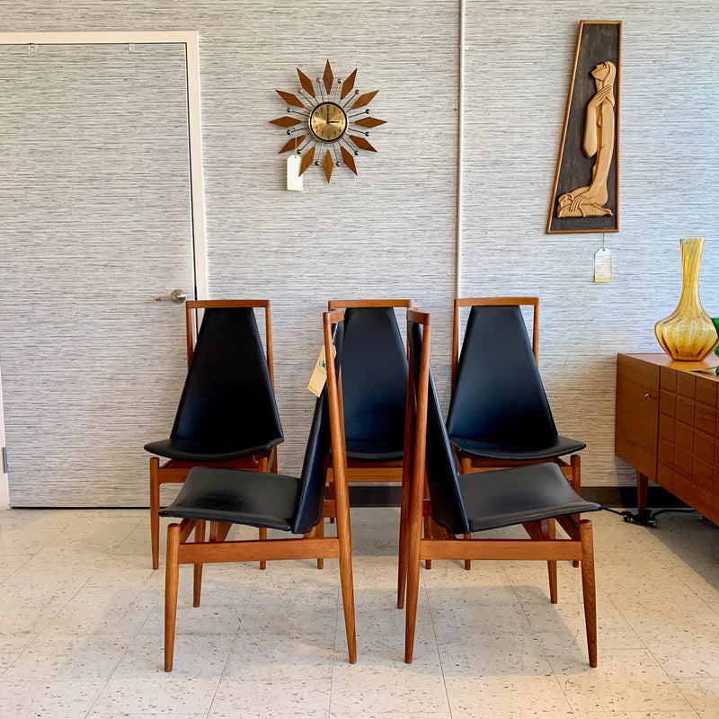 Danish Modern Teak High Back Dining Chairs