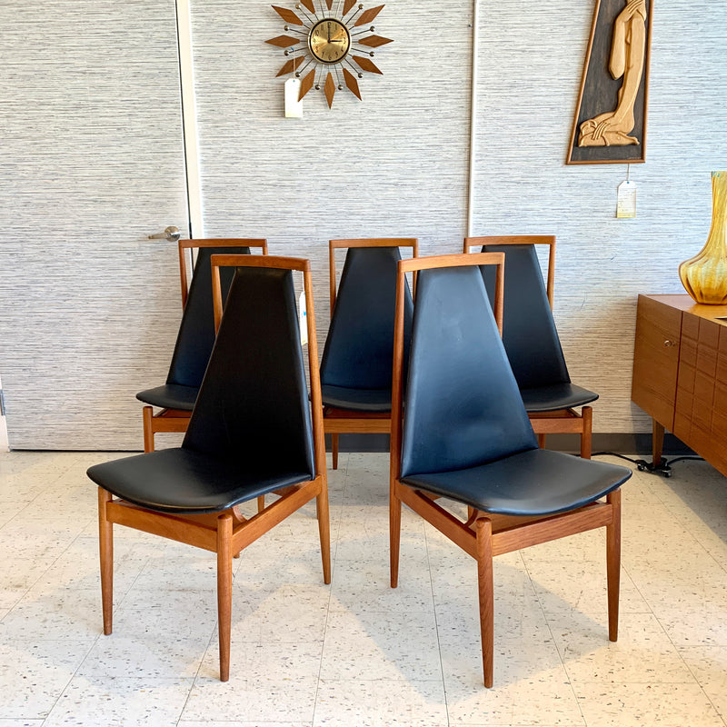 Danish Modern Teak High Back Dining Chairs